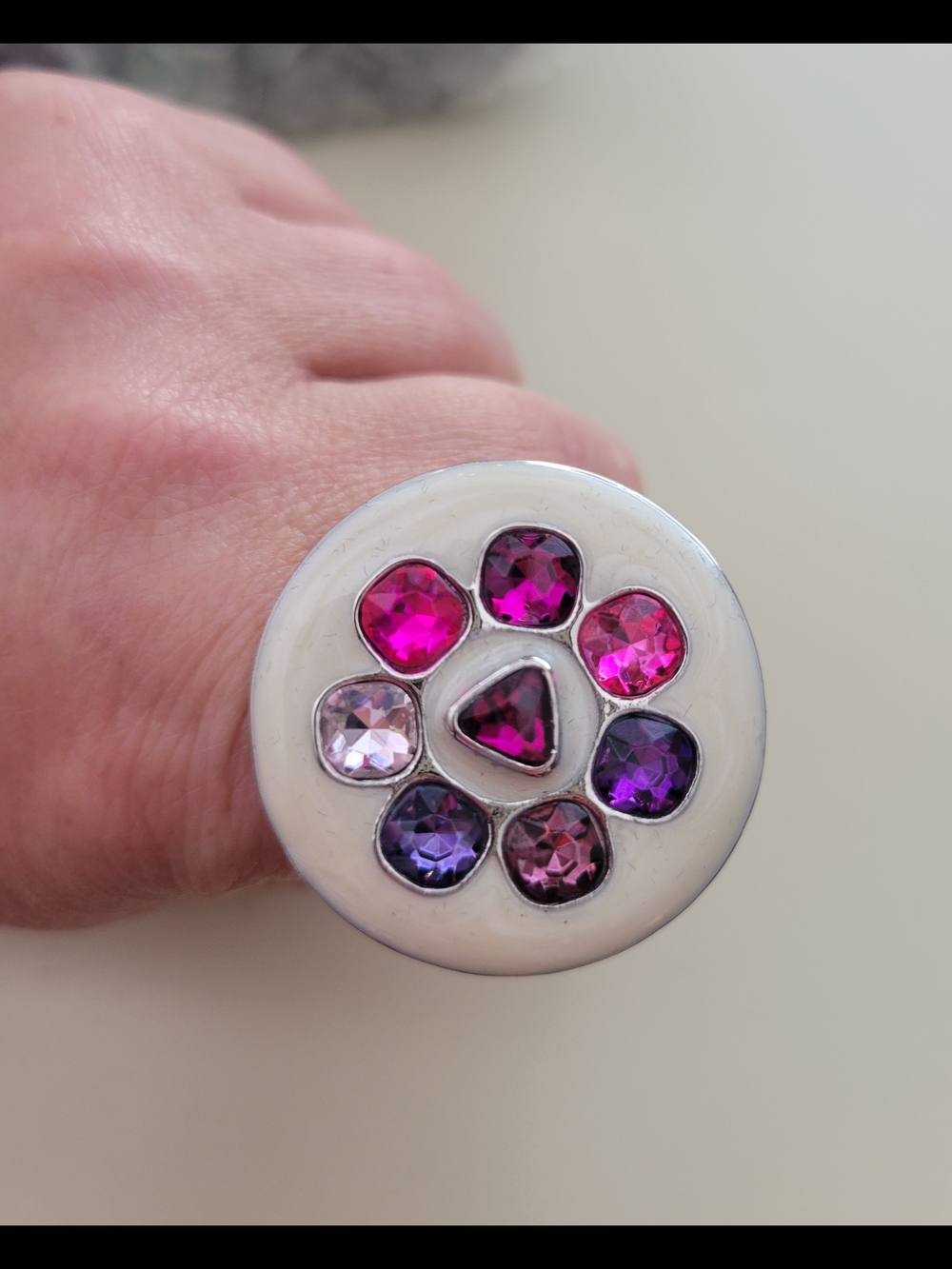 Paparazzi Statement Pink & Purple Crystal Flower Ring